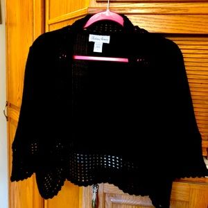 Women’s black knit jacket coverup Large Extra Nice